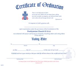 Certificate of Ordination: Elder