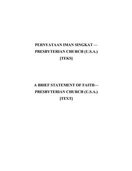 Indonesian Brief Statement of Faith PDF downloadable version