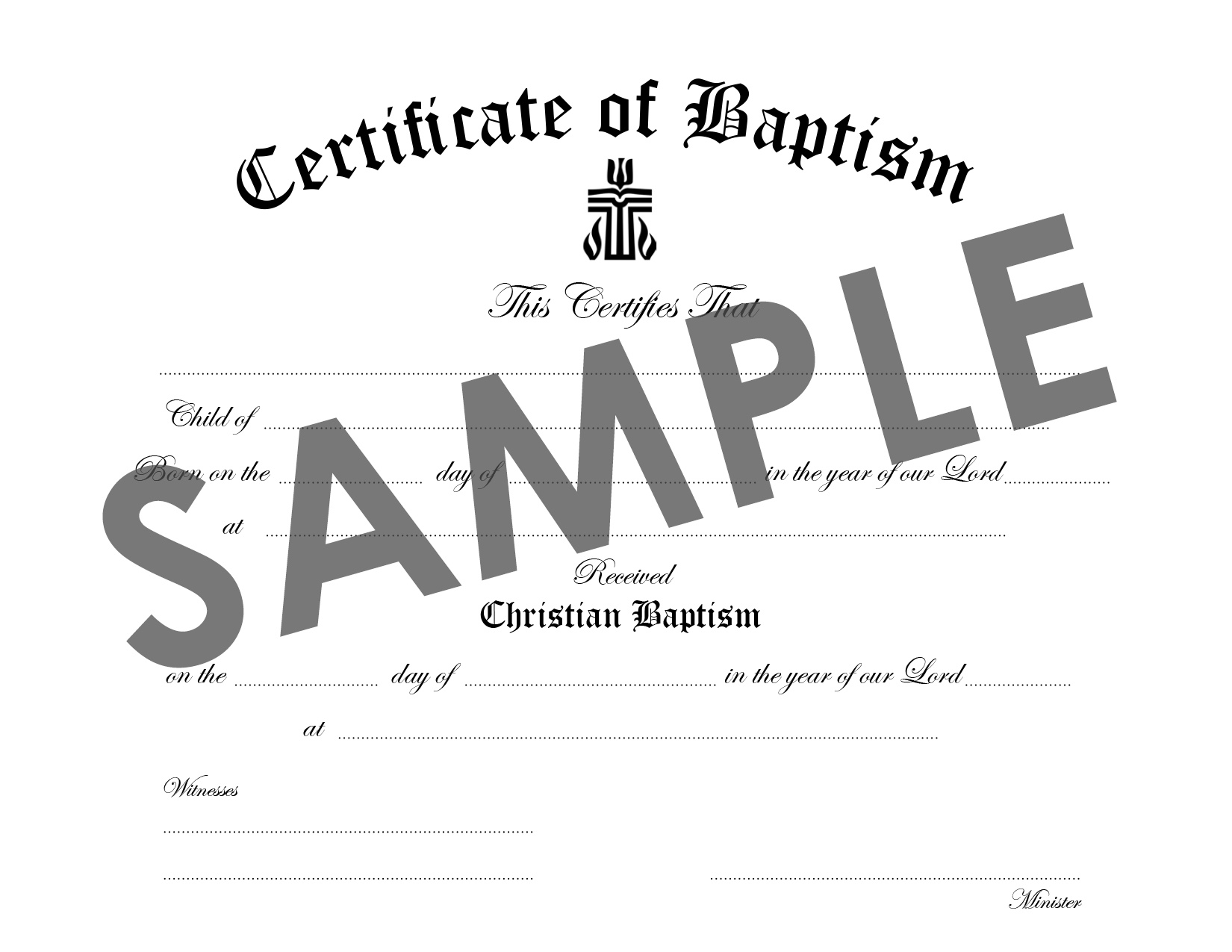 Certificate of Baptism: Child/Youth