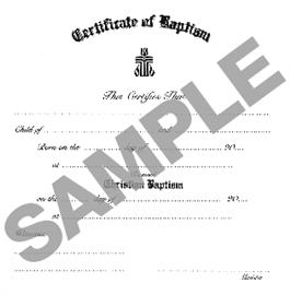 Certificate of Baptism: Child/Youth
