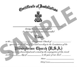 Certificate of Installation of Elder