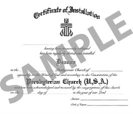 Certificate of Installation of Deacon