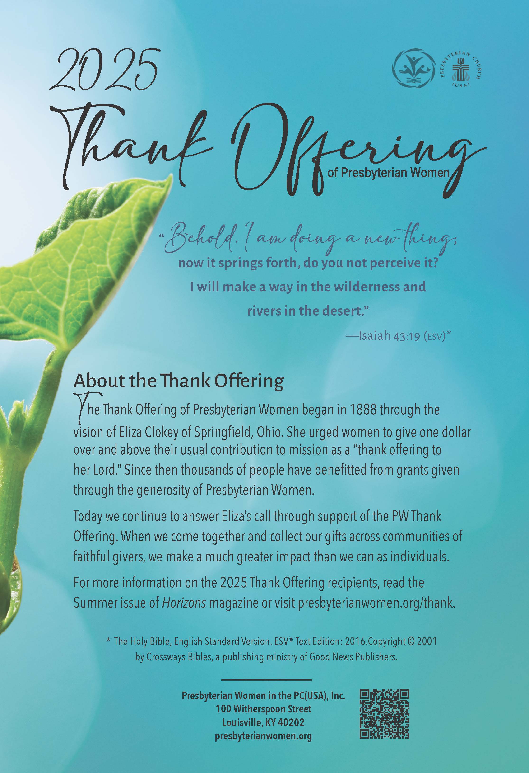 2025 Thank Offering Bulletin Insert