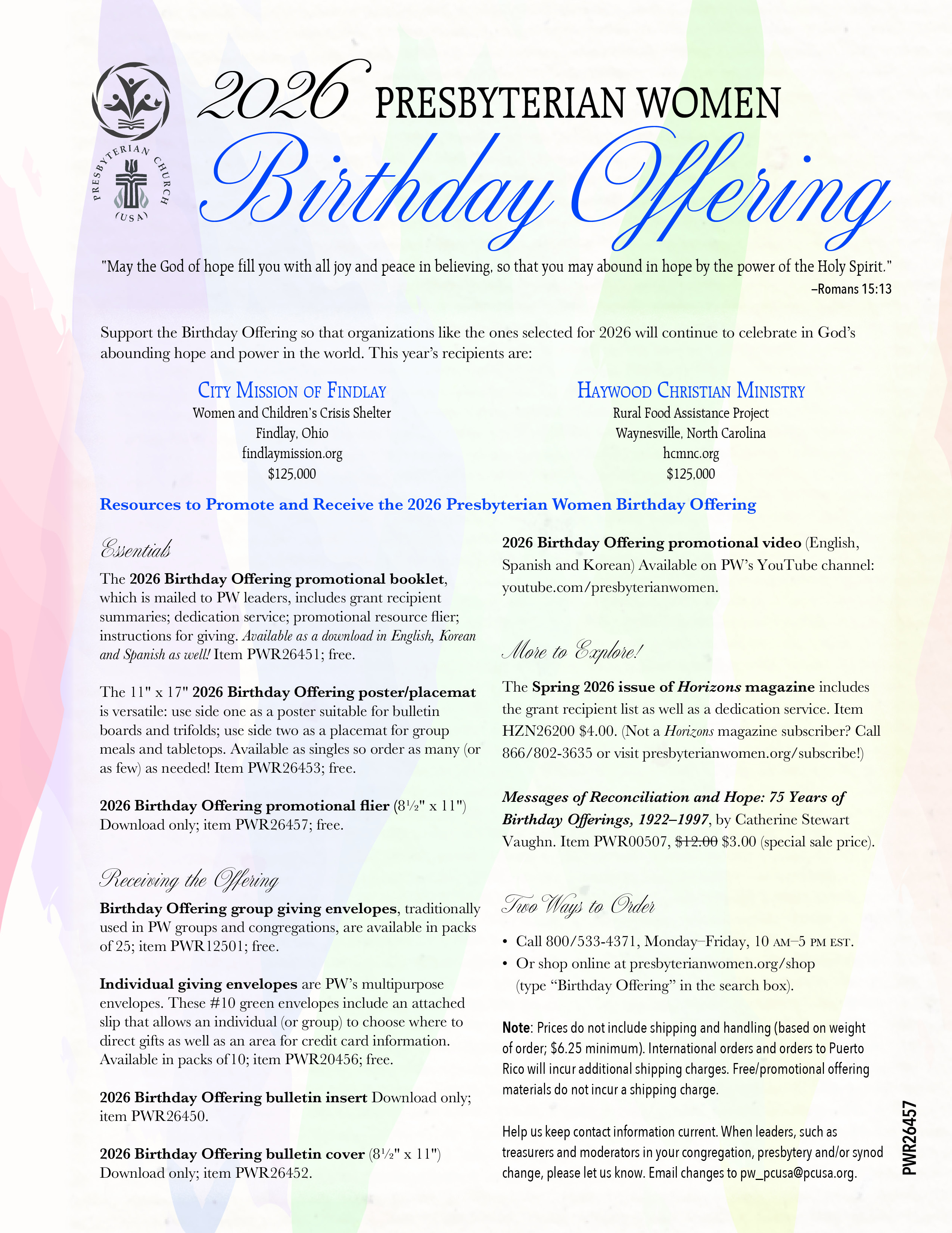 2026 Birthday Offering Flier